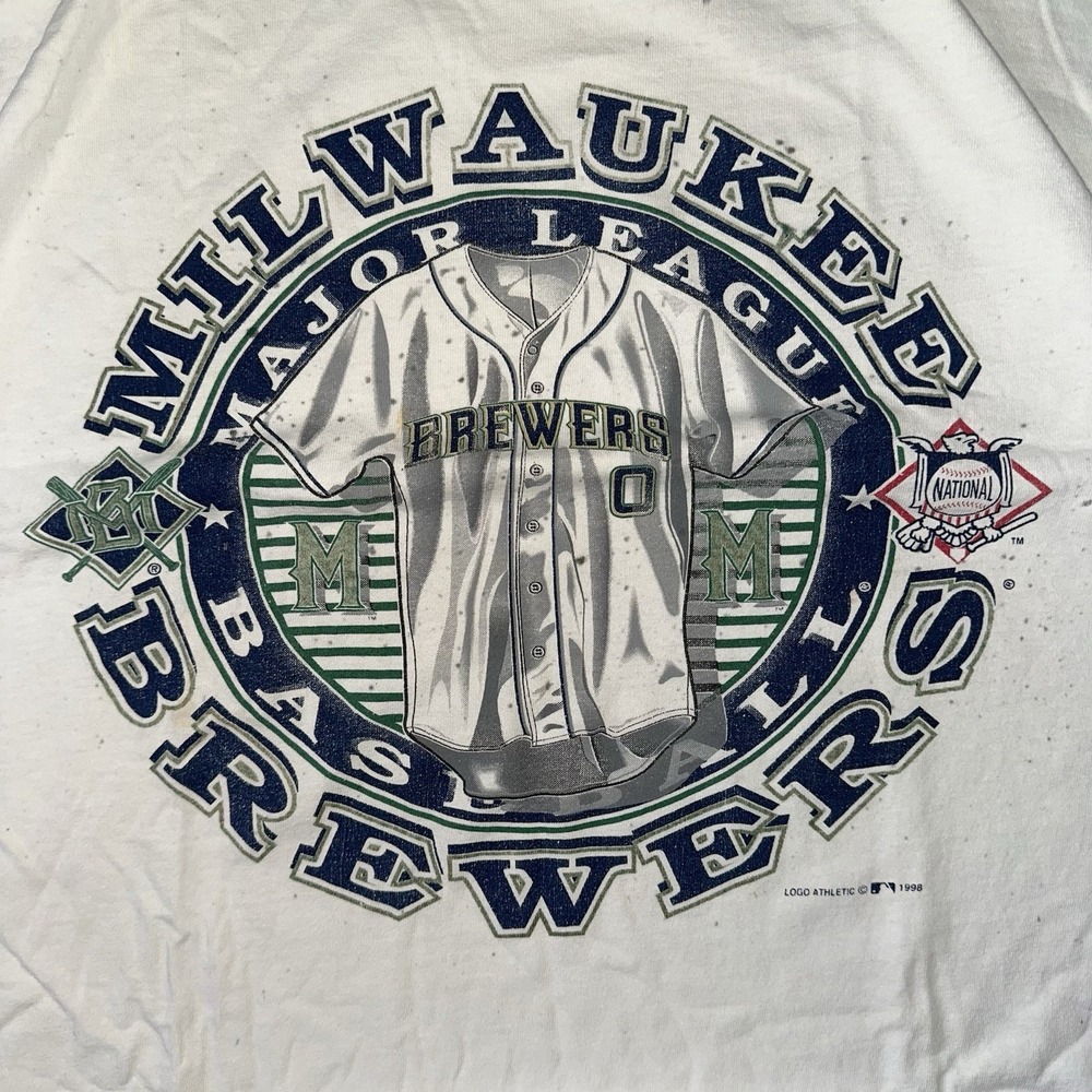 VTG Milwaukee Brewers Shirt Adult Large MLB Major League Baseball 98‎ Distressed - Picture 2 of 5